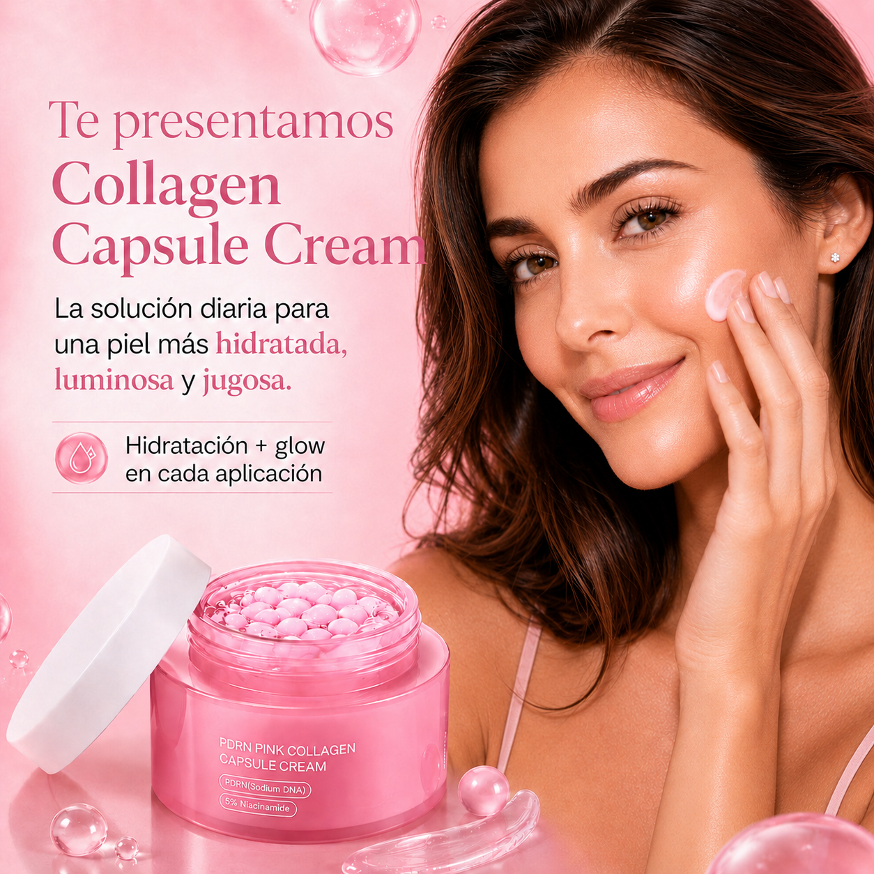 Crema Facial Coreana con PDRN de Colágeno en Cápsulas mas +Niacinamida