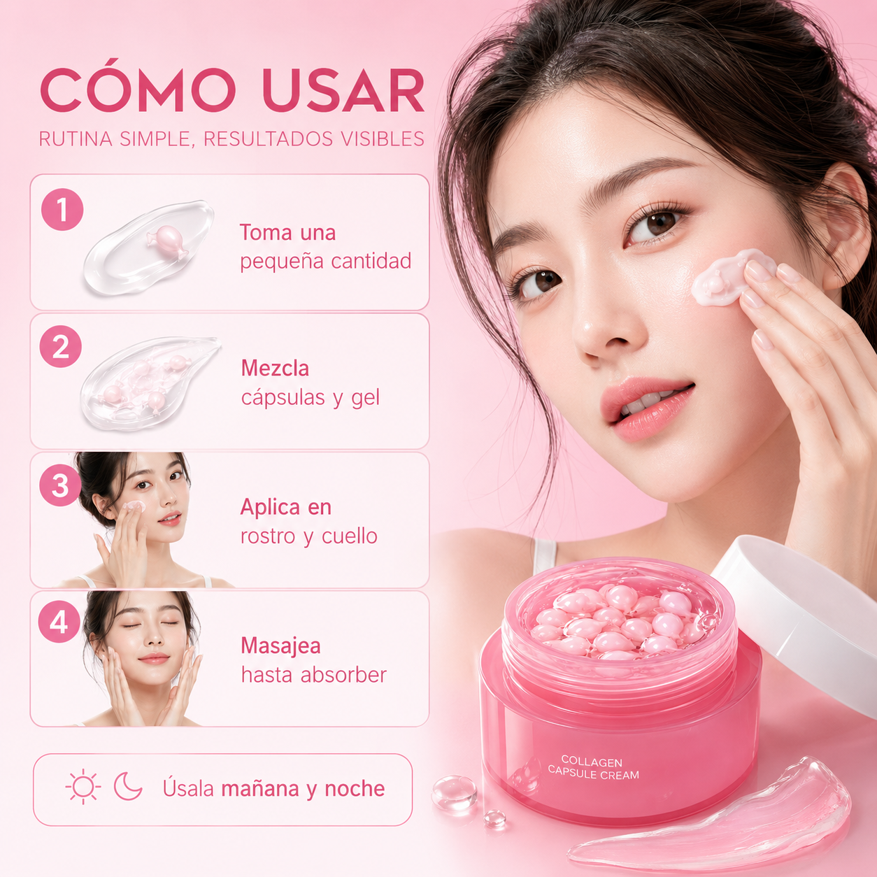 Crema Facial Coreana con PDRN de Colágeno en Cápsulas mas +Niacinamida