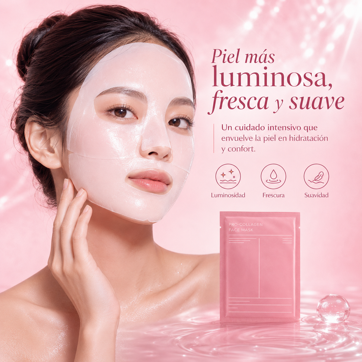4-Mascarillas Faciales Bio-Colágeno Coreano