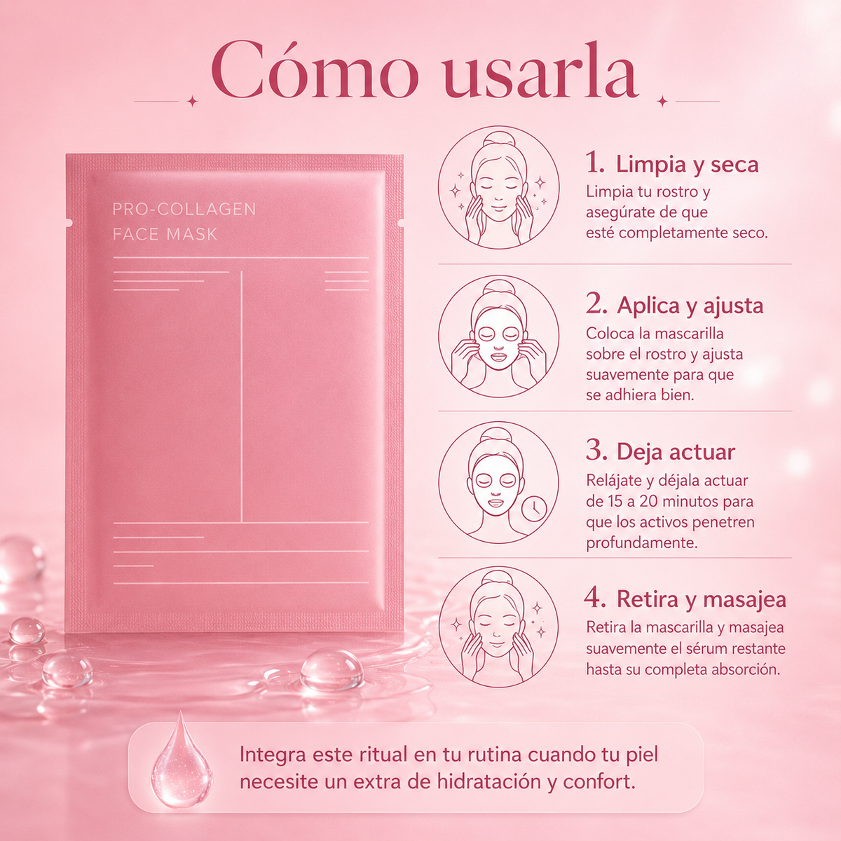 4-Mascarillas Faciales Bio-Colágeno Coreano