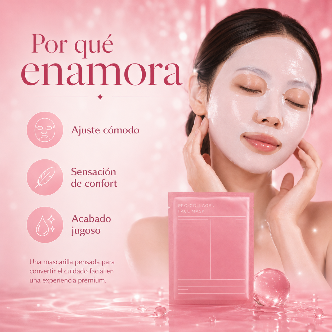 4-Mascarillas Faciales Bio-Colágeno Coreano